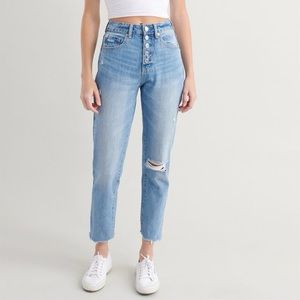 Garage size 5 Mom Jean with Button Up Fly - Mallorca Blue